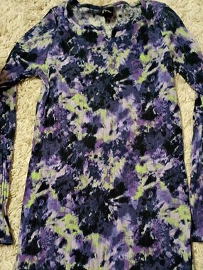 art class Purple, Black & Lime Tie-Dye Ribbed Dress